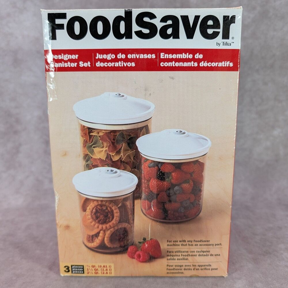 Vintage FoodSaver Tilia 3-Piece Designer Canister Set 02-0052-01 Open Box